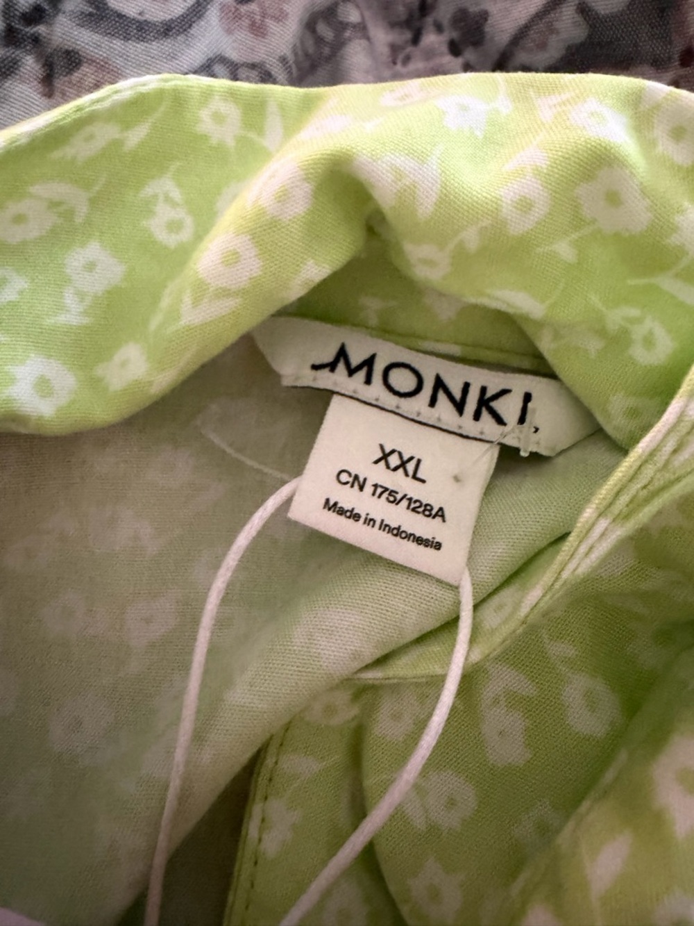 ASOS MONKI Lime Floral Button Mini Dress XXL Casual Belted Shirt Dress NWT - Picture 9 of 10